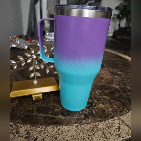 40oz Coffee Mug Tumbler with Handle.Insulated Travel Mug  Lid ombre - Picture 2 of 6